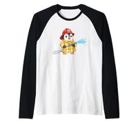 Bonito diseño de pingüino Bombero Infantil Camiseta Manga Raglan