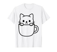 Bonito diseño de Taza con diseño de Gato Kawaii, Acogedor y Amante del café Camiseta