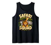 Bonito diseño de tripulación de Safari Squad Zoo Jungle Animals Camiseta sin Mangas