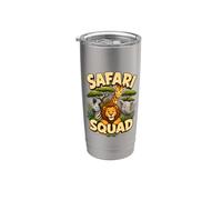 Bonito diseño de tripulación de Safari Squad Zoo Jungle Animals Vaso térmico de acero inoxidable de doble pared
