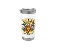 Bonito diseño de tripulación de Safari Squad Zoo Jungle Animals Vaso térmico de acero inoxidable de doble pared