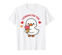 Bonito diseño Kawaii Goose Ice Cream Love con la canción «I Scream For You» Camiseta