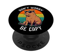 Bonito diseño Retro para Amantes de los capibaras de Don't Worry Be Capy PopSockets PopGrip Adhesivo