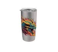 Bonito disfraz de cabeza de dragón con llamas para niños y niñas Vaso térmico de acero inoxidable de doble pared