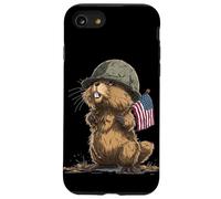 Bonito Disfraz de Castor Soldado para fanáticos de la Bandera de Estados Unidos y Militares Carcasa para iPhone SE (2020) / 7/8
