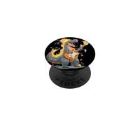 Bonito Disfraz de Dinosaurio Rockstar para Llamas y Guitarra eléctrica PopSockets PopGrip Adhesivo