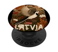 Bonito Disfraz de Letonia con pájaro y Colores patrióticos PopSockets PopGrip Adhesivo