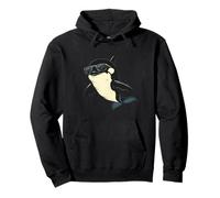 Bonito disfraz de orca con gafas de sol para adultos y niños Sudadera con Capucha