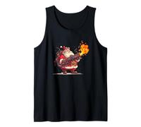 Bonito Disfraz de Papá Noel lanzallamas para una Divertida Noche de Navidad Camiseta sin Mangas