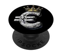 Bonito Disfraz de Rey Efectivo para los Amantes del Euro y el dólar PopSockets PopGrip Adhesivo