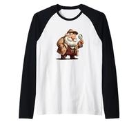 Bonito Disfraz de Santa Claus con Lupa para Detectives Camiseta Manga Raglan