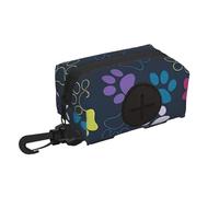 Bonito dispensador de bolsas para excrementos de perro con diseño de huellas de perro, bolsa pequeña con cremallera y clip de mosquetón