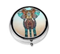 Bonito elefante. Este pequeño pastillero redondo es un organizador portátil de medicamentos de viaje con tres compartimentos para almacenar medicamentos diarios.