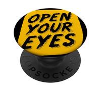 Bonito Emblema Amarillo Abre Tus Ojos PopSockets PopGrip Adhesivo