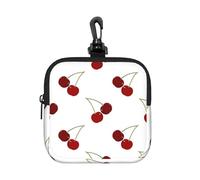 Bonito Estampado de Cerezas,Bolsa de Almacenamiento Cuadrada con Cremallera, Monedero de Neopreno, Carteras pequeñas, Monedero pequeño, Monedero