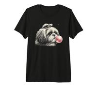 Bonito Estampado de Goma de mascar Rosa Shih Tzu para Mujer Camiseta Premium