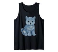 Bonito estampado kawaii de cachorro de Shiba Inu en mezclilla, amante de los perros Camiseta sin Mangas