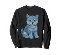 Bonito estampado kawaii de cachorro de Shiba Inu en mezclilla, amante de los perros Sudadera