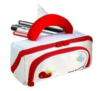 Bonito estuche con compartimentos, bolsa estética de apertura amplia, Red | Cuenta con un diseño de apertura amplia y 9 compartimentos para organizar y almacenar fácilmente bolígrafos