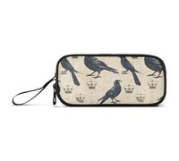 Bonito estuche con diseño de cuervo real, gran capacidad, con compartimentos con cremallera, bolsa de papelería para niños, adolescentes, escuela, multicolor, Talla única, Regular