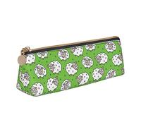 Bonito estuche de lápices con diseño de oveja de dibujos animados, bolsa triangular de gran capacidad, bolsa con cremallera para mujeres, hombres, oficina y adultos