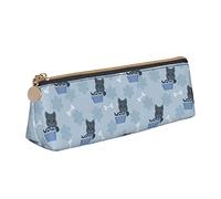 Bonito estuche de lápices con diseño de perro de Escocia, bolsa triangular de gran capacidad, bolsa con cremallera para mujeres, hombres, oficina y adultos