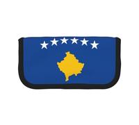 Bonito estuche de lona con la bandera de Kosovo, almacenamiento organizado para viajes y uso diario, estuche de maquillaje
