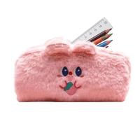Bonito estuche de peluche adorable de felpa Kawaii con forma de oso | Estética Portalápices, estuche suave y lindo organizador de escritorio, papelería, bolsa con cremallera para oficinas
