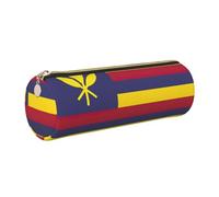 Bonito estuche de piel con diseño de bandera del Reino de Hawái, respetuoso con el medio ambiente, cierre suave, soporte cilíndrico de gran capacidad, Gold, Talla única, Tarjetero