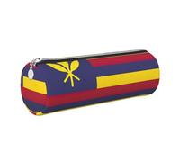 Bonito estuche de piel con diseño de bandera del Reino de Hawái, respetuoso con el medio ambiente, cierre suave, soporte cilíndrico de gran capacidad, Silver, Talla única, Tarjetero