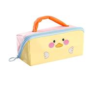 Bonito estuche de queso, organizador de papelería de gran capacidad para estudiantes de secundaria y preparatoria, bolsa multicapa para bolígrafos, color amarillo, material de poliéster, Pato amarillo