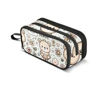 Bonito Estuche Escolar Niña, Cartuchera Lápices Diseño Oso Peluche, Bolsa Gran Capacidad 3 Compartimentos, Organizador Papelería Escuela Oficina Trabajo, Lindo Oso