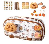 Bonito estuche para lápices, ABS, de felpa de apertura ancha, estuche de accesorios estéticos, ideal para profesores, adolescentes, niños, niñas, niños, suministros escolares, 22 x 11 x 7 cm, marrón