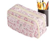 Bonito estuche para lápices Capybara, estuche transparente estético, estuche de lápices multicapa con cremallera, bolsa organizadora de gran capacidad, portátil para niños y niñas, Pink, Refer to