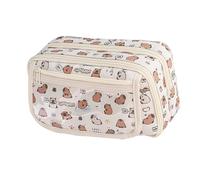 Bonito estuche para lápices Capybara, estuche transparente estético, estuche de lápices multicapa con cremallera, bolsa organizadora de gran capacidad, portátil para niños y niñas, Khaki, Refer to