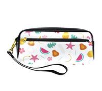 Bonito estuche para lápices con estampado de verano tropical, bolsa de piel sintética con cremallera para niños y niñas, suministros escolares y de oficina