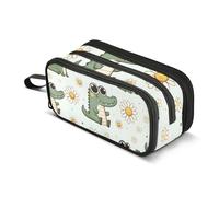 Bonito estuche para lápices de cocodrilo de dibujos animados de Little Daisy, bolsa de gran capacidad para niños y niñas, bolsa de 3 compartimentos, organizador de papelería, estuche para escuela,