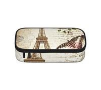Bonito estuche para lápices de gran capacidad, bolsa de papelería de oficina, bolsa de cosméticos con compartimentos para niñas, niños y adultos, Torre Eiffel de París, talla única