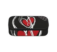 Bonito estuche para lápices de gran capacidad, bolsa de papelería de oficina, bolsa de cosméticos con compartimentos para niñas, niños y adultos, símbolos musicales, amor, talla única