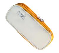 Bonito estuche para lápices, estuche estético, estuche de papelería, bolsa impermeable para bolígrafos, estuche escolar expandible, gran bolsa estética portátil para adolescentes, amarillo, ver