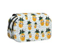 Bonito estuche portátil con estampado de piña, para cosméticos, artículos de tocador, multiusos, bonita gran capacidad, uso diario