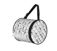 Bonito estuche redondo con estampado de pingüino con correa para el hombro, organizador portátil para viajes en el baño