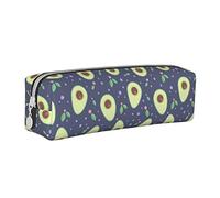 Bonito estuche redondo de cuero con patrón de aguacate, bolsa para lápices con cremallera para mujeres, hombres, oficina, adultos y niños