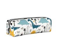 Bonito estuche redondo de piel con diseño de dinosaurio, con cremallera para mujeres, hombres, oficina, adultos y niños