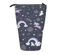 Bonito estuche telescópico de pie con estampado de animales marinos, bolsa de maquillaje, estuche de almacenamiento, Black, Talla única