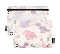 Bonito estuche transparente rosa de dinosaurio para niñas | El gran espacio se traga un juego completo de marcadores, la parte frontal transparente encuentra el color correcto rápido