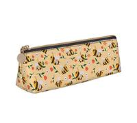 Bonito estuche triangular con diseño de abeja de miel, bolsa de lápices de gran capacidad, bolsa con cremallera para mujeres, hombres, oficina y adultos