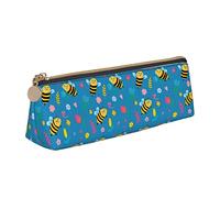 Bonito estuche triangular con diseño de abeja y girasol, bolsa de lápices de gran capacidad, bolsa con cremallera para mujeres, hombres, oficina y adultos