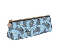 Bonito estuche triangular con diseño de perro de Schnauzer con diseño de animales, bolsa de lápices de gran capacidad con cremallera para mujeres, hombres, oficina y adultos