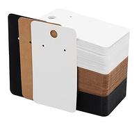 Bonito expositor y embalaje para joyas de fantasía de cartón Kraft (150 unidades), 8,9 x 5 cm, color negro y blanco y marrón, para joyas, collares, pendientes y tachuelas